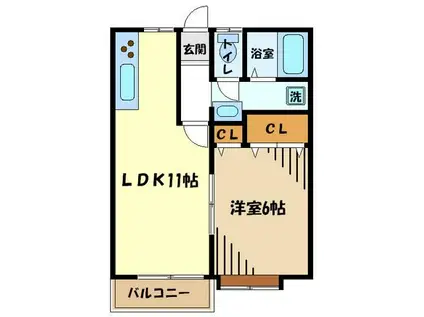 パストラール恵進(1LDK/1階)の間取り写真