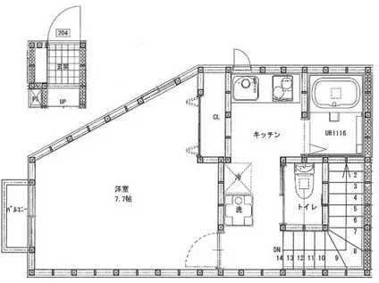 GREEN COURT(1K/2階)の間取り写真