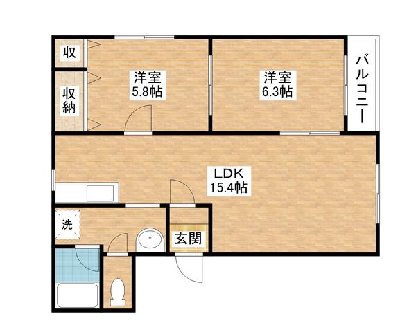 サンライズC(2LDK/2階)の間取り写真