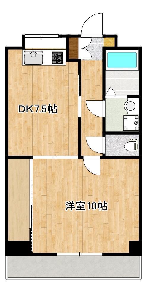 コンフォルト1(1DK/2階)の間取り写真