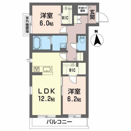 シャーメゾン リサイア(2LDK/2階)の間取り写真
