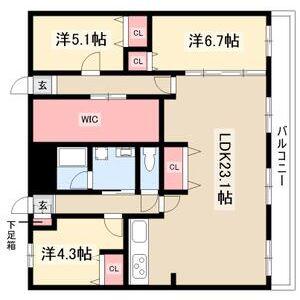 山手アベニュー(3LDK/3階)の間取り写真