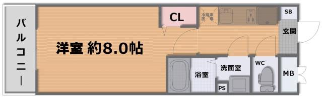 グランデコート薬大前ノースII(1K/1階)の間取り写真