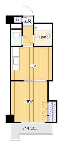 新大阪グランドハイツ北(1DK/6階)の間取り写真