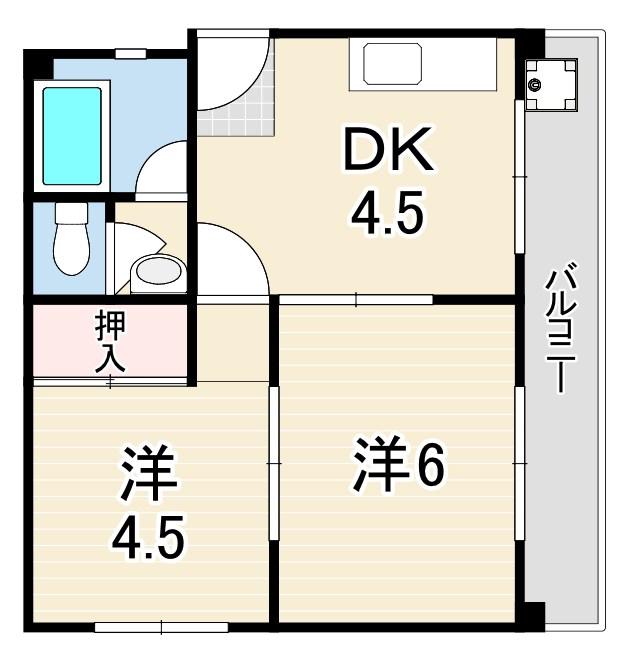 嶋田パールハイツ(2DK/1階)の間取り写真