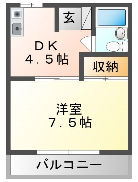 コトブキマンション(1DK/2階)の間取り写真