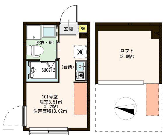 BEAUTE KOIWA(ワンルーム/1階)の間取り写真