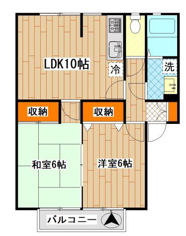 セントハイツI棟(2LDK/1階)の間取り写真