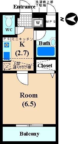 ヴィラ多摩川(1K/2階)の間取り写真
