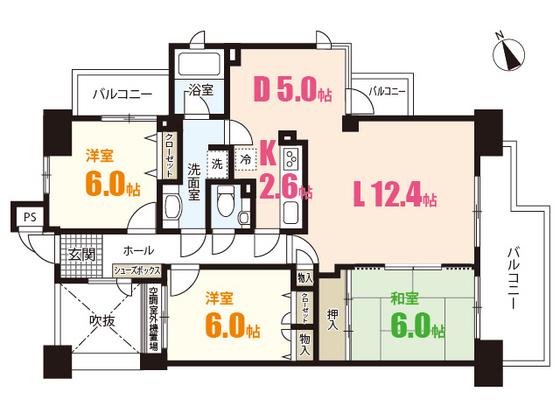 ダイアパレス中須(3LDK/6階)の間取り写真