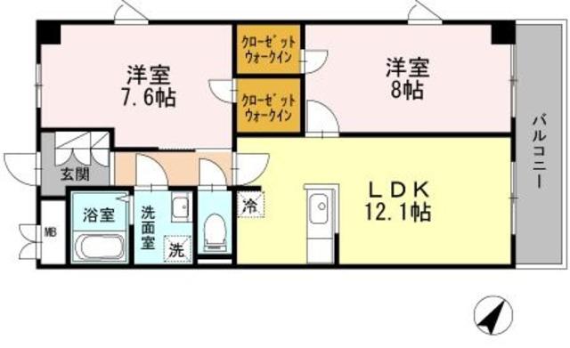 グリーンアベニューV(2LDK/3階)の間取り写真