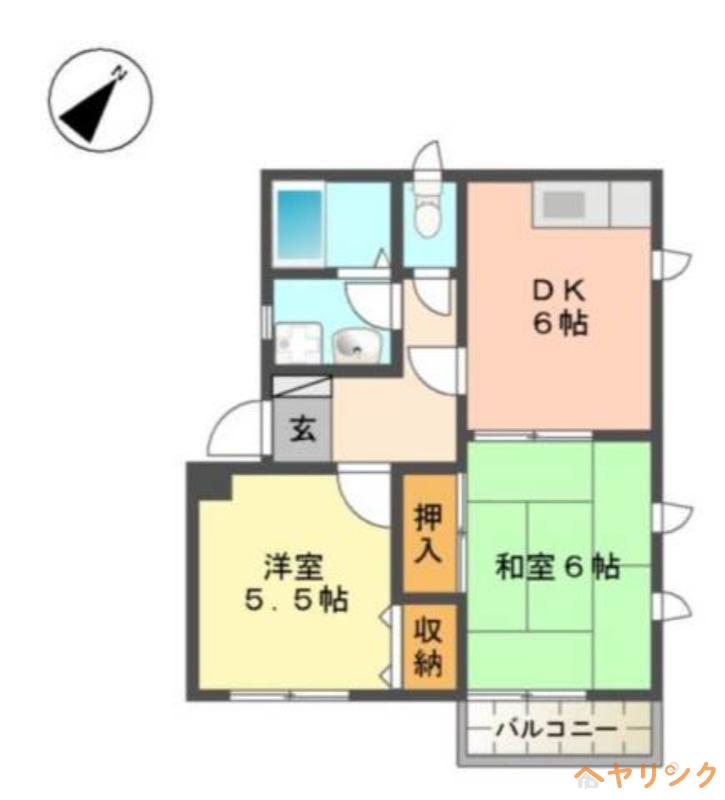 メゾンドール(2DK/2階)の間取り写真