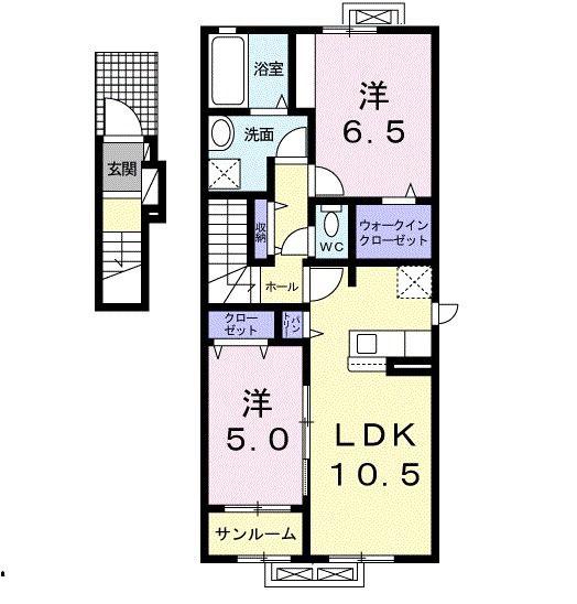 ズィーゲンひばりB(2LDK/2階)の間取り写真