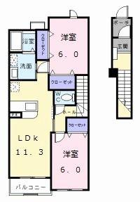 サニ-セトル A(2LDK/2階)の間取り写真