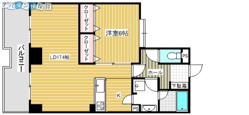 アパガーデンコート万代(1LDK/4階)の間取り写真