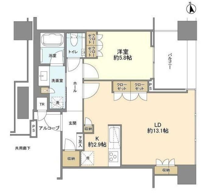 白金ザ・スカイ イースト(1LDK/29階)の間取り写真