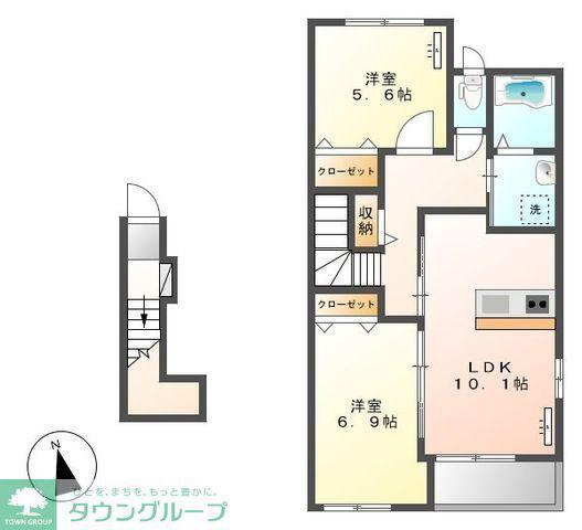 アイリス(2LDK/2階)の間取り写真