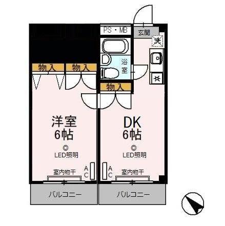ハピラス武蔵藤沢(1DK/1階)の間取り写真