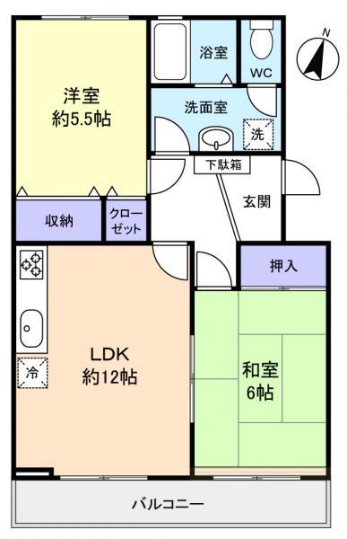 サンルミエール(2LDK/3階)の間取り写真