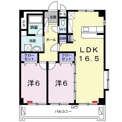 グランレイス・首里(2LDK/4階)の間取り写真