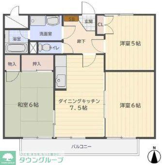 アーバンスクエア(3DK/1階)の間取り写真