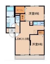 ウィズ司A(2LDK/1階)の間取り写真