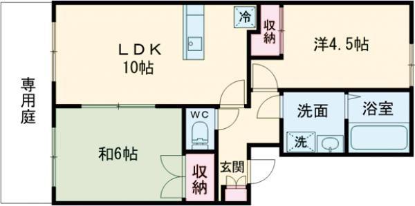 シャトレヴェールA棟(2LDK/2階)の間取り写真