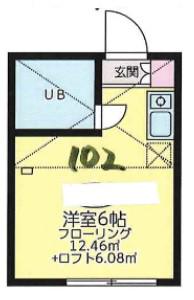 フェリーチェ阪東橋(ワンルーム/1階)の間取り写真