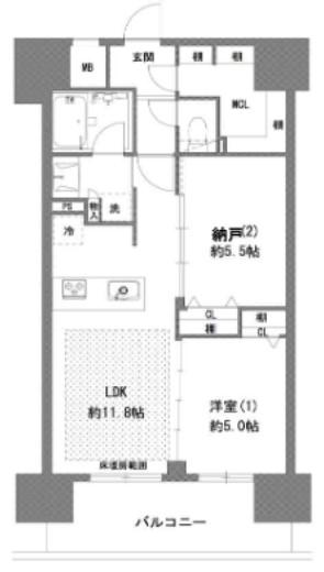 プライマル八王子横山町(1SLDK/3階)の間取り写真