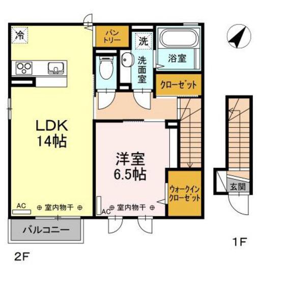 メイプル・シンC(1LDK/2階)の間取り写真