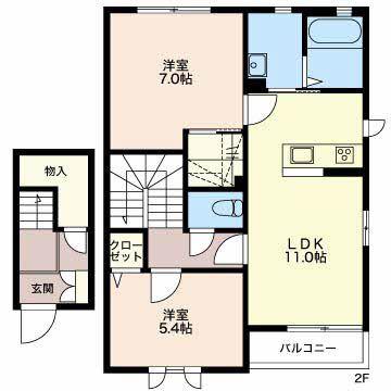 マストタウン長倉E(2LDK/2階)の間取り写真