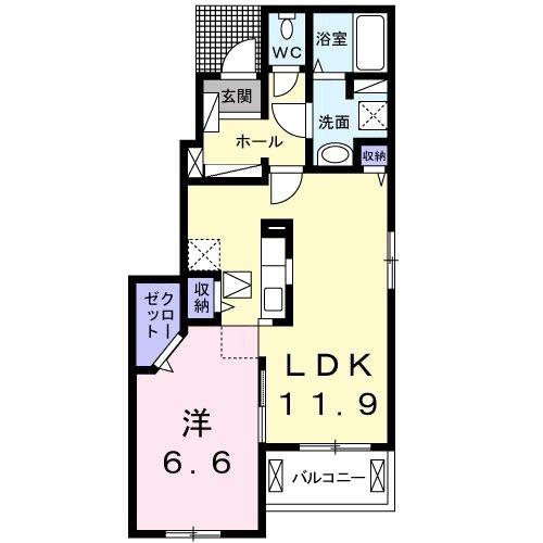 サン・ピエーナ(1LDK/1階)の間取り写真