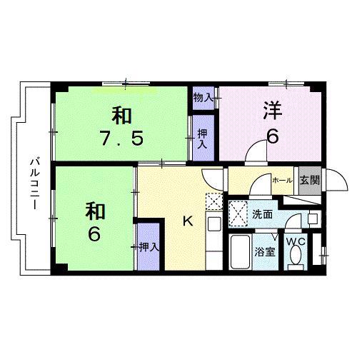 メゾンクレスト(3K/4階)の間取り写真