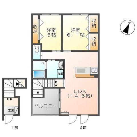 ALEGRIA I(2LDK/2階)の間取り写真