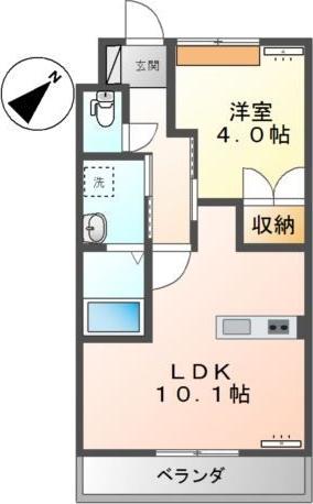 アルファー(1LDK/2階)の間取り写真