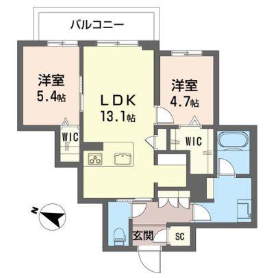グランアリスティオ(2LDK/2階)の間取り写真
