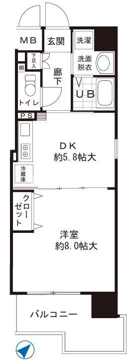 O・G・SFUKUSHIMA(1DK/2階)の間取り写真