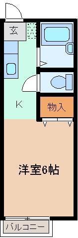 アンソレール A棟(1K/2階)の間取り写真