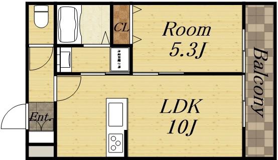 HEBEL MAISON A(1LDK/2階)の間取り写真