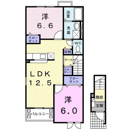 ファスタージュ II(2LDK/2階)の間取り写真