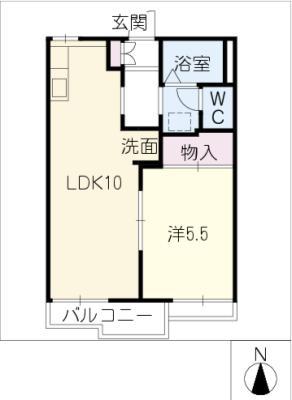 パインハイツ A棟(1LDK/2階)の間取り写真