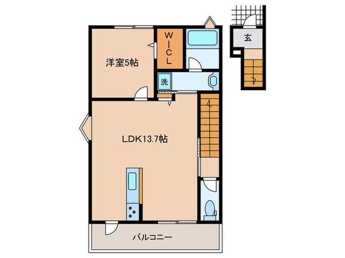 シェリル明石貴崎(1LDK/2階)の間取り写真