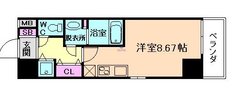 JMFレジデンス大阪福島(ワンルーム/9階)の間取り写真
