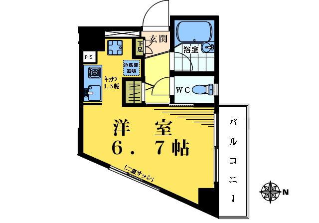 ガンチーニ上落合(1LDK/4階)の間取り写真