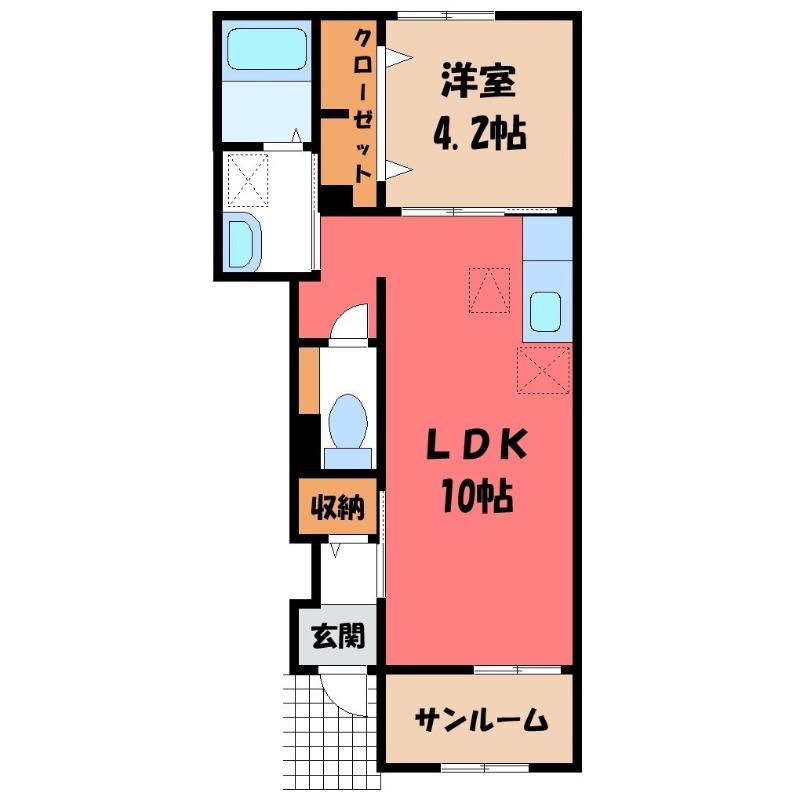 シュエット ガーデン(1LDK/1階)の間取り写真