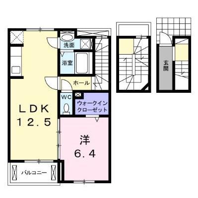 ヴァンベールI・II(1LDK/3階)の間取り写真