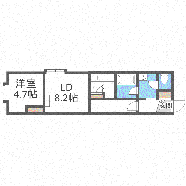 W912(1LDK/1階)の間取り写真