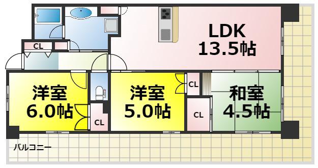 富士林プラザ15番館(3LDK/3階)の間取り写真