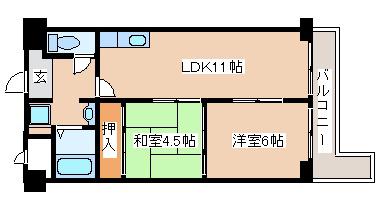 アルカサール西神戸(2LDK/5階)の間取り写真