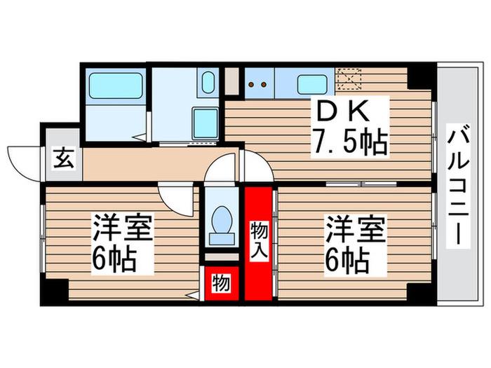 アルデール三郷 B棟(2DK/2階)の間取り写真